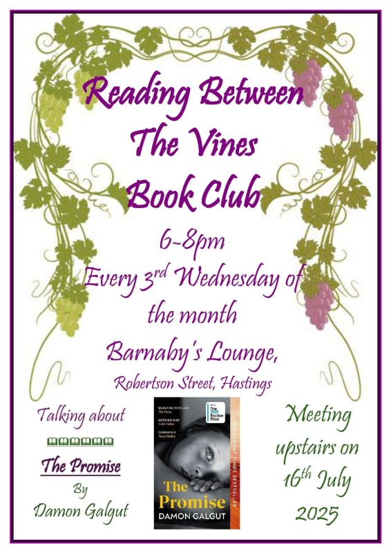 Reading Between The Vines Book club Hastings Barnaby's Lounge Sussex Literary Event