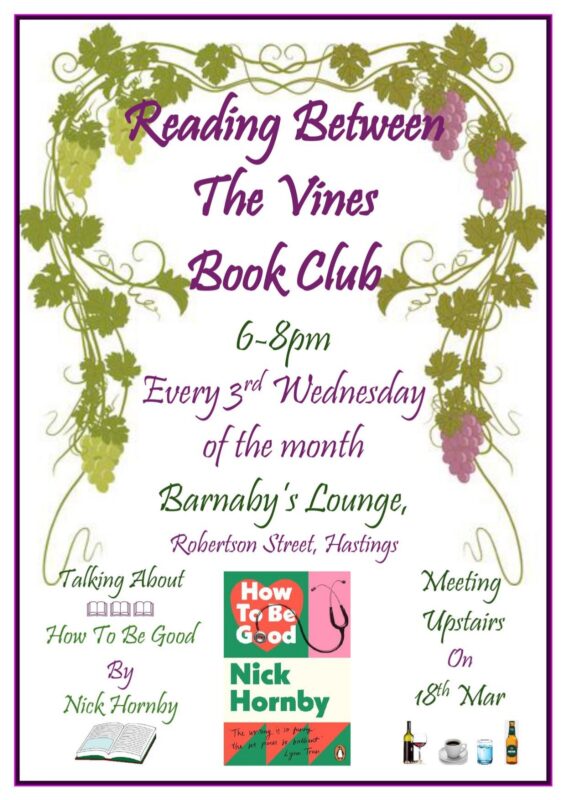Reading Between The Vines Book club Hastings Barnaby's Lounge Sussex Literary Event Wine Bar Head Chef Burgers Pasta