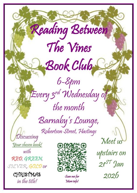 Reading Between The Vines Book club Hastings Barnaby's Lounge Sussex Literary Event Wine Bar Head Chef Burgers Pasta