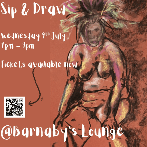 Sip and Draw Nude and Semi Nude Life Drawing Barnaby's Lounge Live Events Cocktails Bar Food Barnaby's Artists