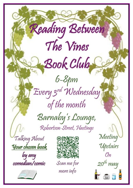 Reading Between The Vines Book club Hastings Barnaby's Lounge Sussex Literary Event Wine Bar Head Chef Burgers Pasta