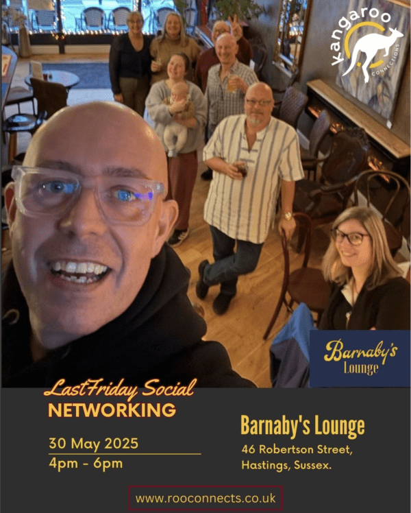 Kangaroo Connections Business Social Cale Sinfield Business Networking Barnabys Lounge Hastings Sussex