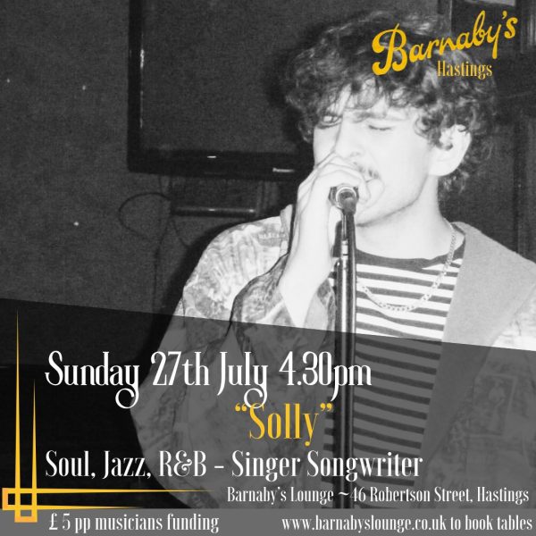 Solly Lindars R&B Soul Jazz Hastings Live Music Events Barnabys Lounge UK