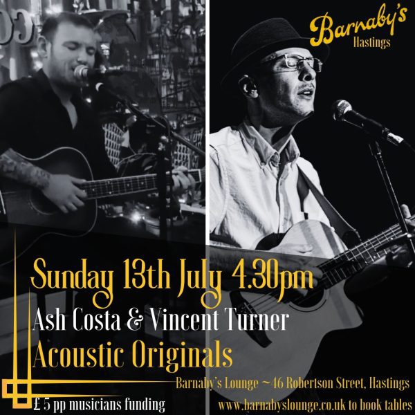 Ash Costa and Vincent Turner Acoustic Originals at Barnaby's Lounge Jazz Club Hastings Sussex UK Live Music Scene