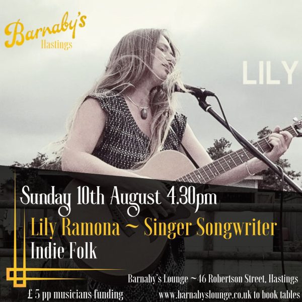 Lily Ramona Female Singer Songwriter Acoustic Session Live Music Events Venue Barnaby's Lounge Hastings Sussex UK