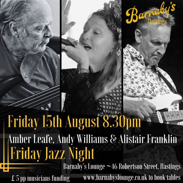 Amber Leafe Jazz Trio Alistair Franklin Andy Williams Barnaby's Lounge Jazz Club Award-winning Cocktail Bar Party Venue