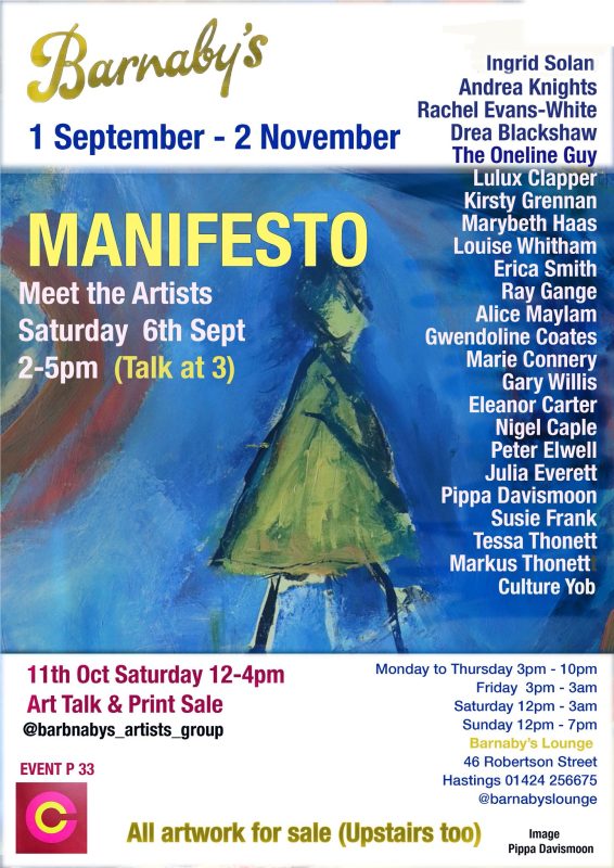 Art Exhibition Coastal Currents Hastings Barnaby's Lounge Art Gallery Sussex UK
