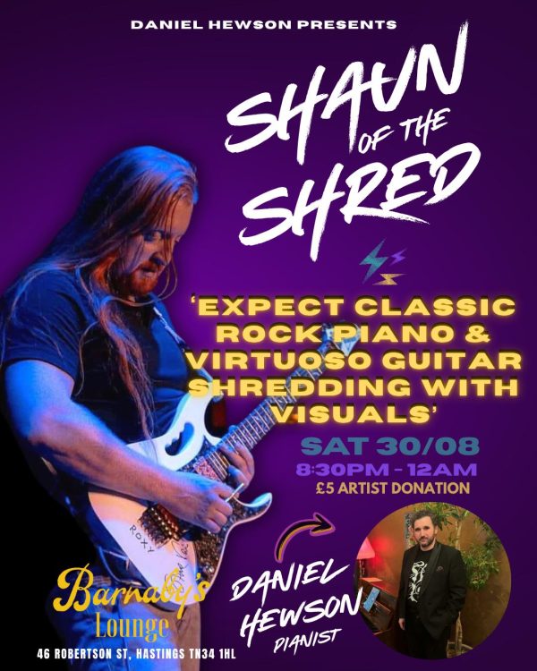 Shaun Of The Shred Virtuoso Guitar Barnaby's Lounge Live Music Venue Cocktail Bar Late Licence Hastings Sussex UK