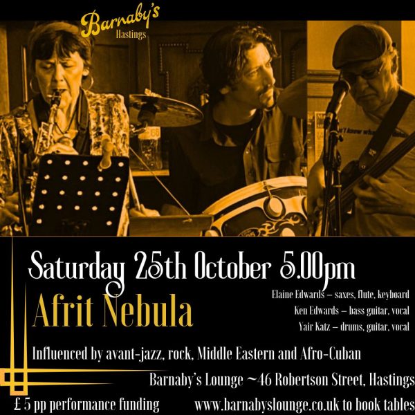 Afro-Cuban, Middle Eastern, Avant-jazz Afrit Nebula Barnaby's Lounge Jazz Club Hastings Sussex UK