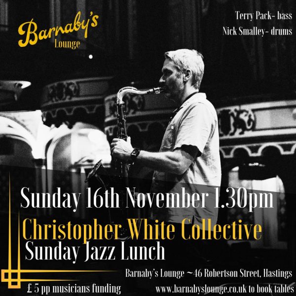 Chris White saxophone Paul McCartney Van Morrison Noel Gallagher Barnaby's Lounge Live Jazz Club Party Venue Premium Cocktails