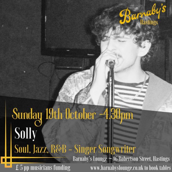 Singer Songwriter Solly Hastings Live Music Barnaby's lounge