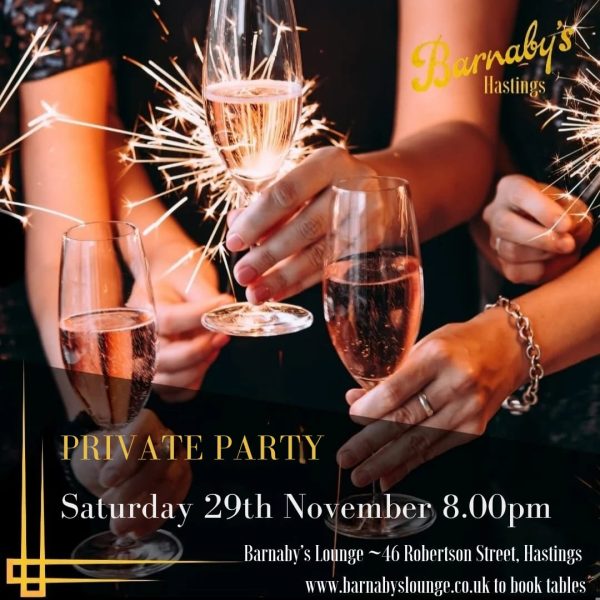 Private Party Venue Hire Barnaby's Lounge DJs Live Music Bespoke Cocktails Chef Food Party Menu Hastings UK