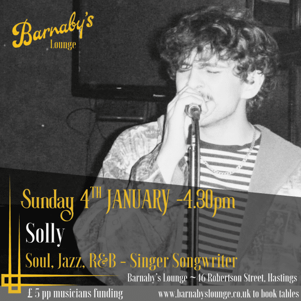 Solly Lindars R&B Soul Jazz Hastings Live Music Events Barnabys Lounge UK, HOMEMADE FOOD, PASTA, BURGERS, SUNDAY ROAST, eat out,