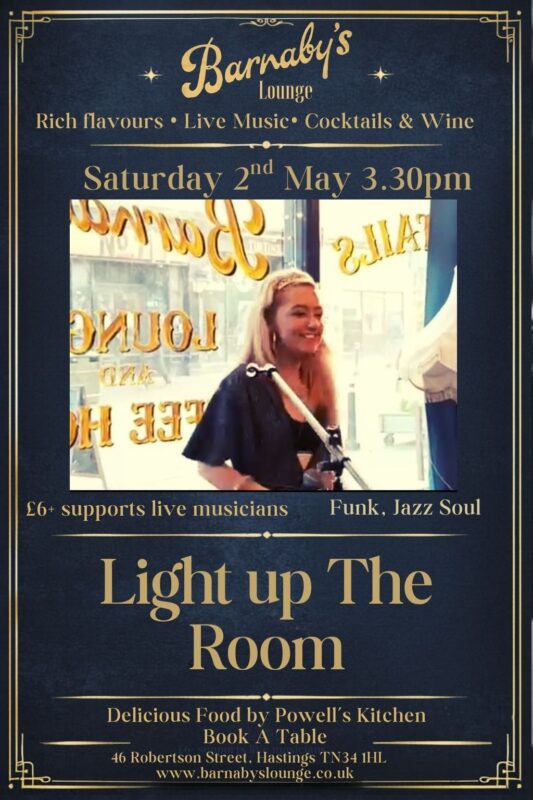 ✨ Live Music at Barnaby’s Lounge ✨ Light The Room live on Saturday 2nd May 🎶 Expect feel-good light rock, pop & jazz-funk vibes — from Curtis Mayfield and Brand New Heavies to Sheryl Crow, Shania Twain & David Bowie. Or… if the mood takes us, we’ll go full jazz-funk 🔥 🍸 Cocktails flowing 🍽️ Great food 🎵 Music to lift the room and your spirits See you Saturday. Music, food, cocktails — sorted.