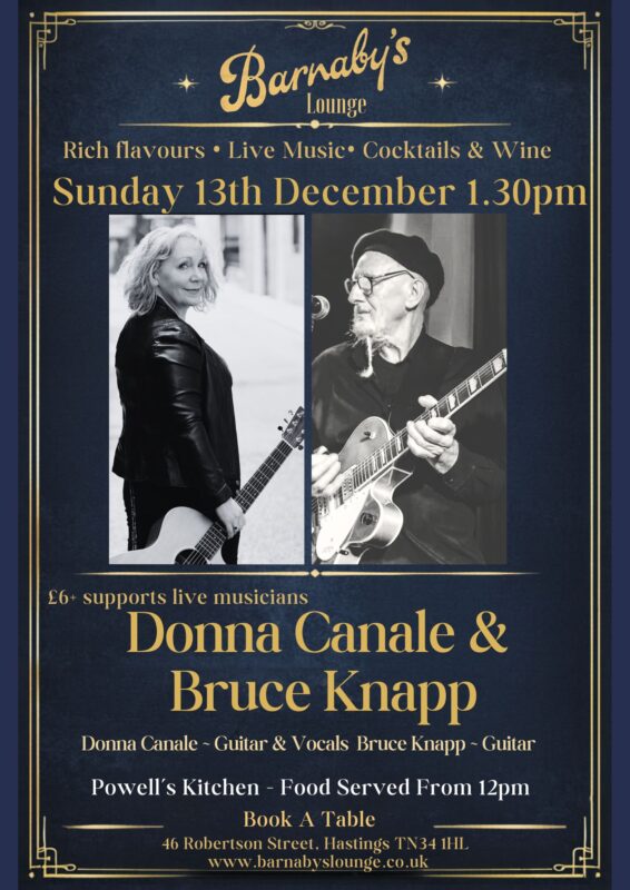 Donna Canale Bruce Knapp Sunday lunchtime Jazz Barnaby's Lounge Live Music Cocktail Bar Hastings Sussex UK