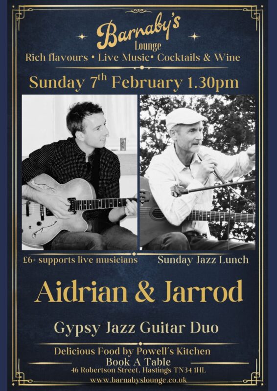 Swing gypsy jazz Barnaby's Lounge Live Jazz Club Cocktails Events Parties Bar Food