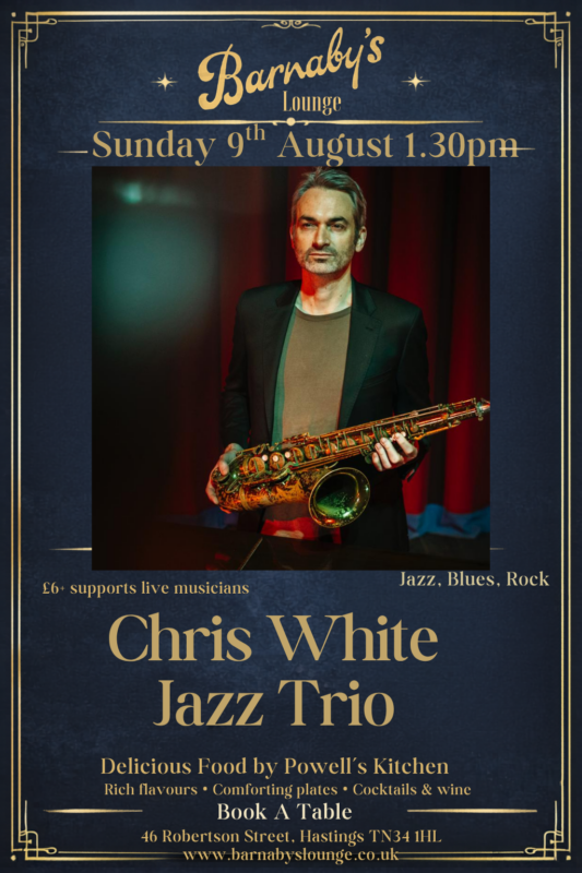 Chris White saxophone Paul McCartney Van Morrison Noel Gallagher Barnaby's Lounge Live Jazz Club Party Venue Premium Cocktails