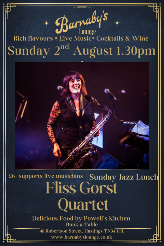 Fliss Gorst Jazz Saxophonist Trio Featuring Ollie Brice Bass John Donaldson Piano Barnaby's Lounge Jazz Club Hastings Sussex UK